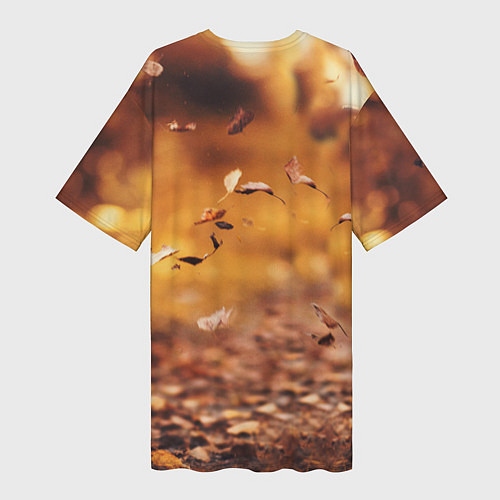 Женская длинная футболка Котик в листьях / 3D-принт – фото 2
