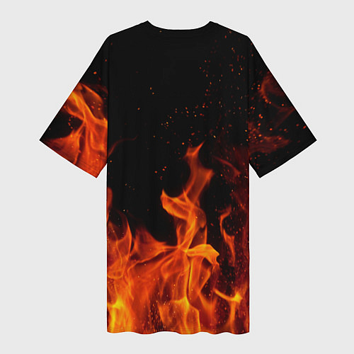 Женская длинная футболка Стихия огня / 3D-принт – фото 2