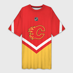 Футболка женская длинная NHL: Calgary Flames, цвет: 3D-принт