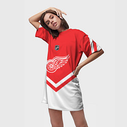 Футболка женская длинная NHL: Detroit Red Wings, цвет: 3D-принт — фото 2