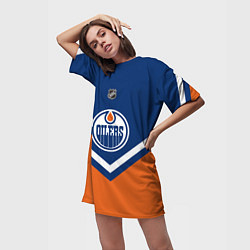 Футболка женская длинная NHL: Edmonton Oilers, цвет: 3D-принт — фото 2