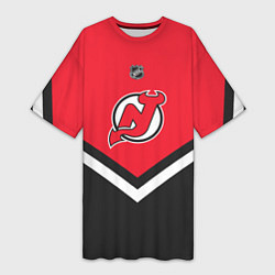 Футболка женская длинная NHL: New Jersey Devils, цвет: 3D-принт