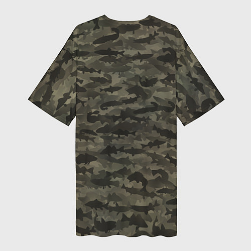 Женская длинная футболка Камуфляж рыбака / 3D-принт – фото 2