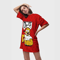 Футболка женская длинная Duff Beer, цвет: 3D-принт — фото 2