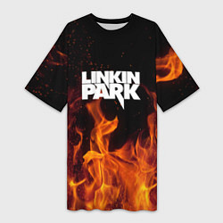 Футболка женская длинная Linkin Park: Hell Flame, цвет: 3D-принт