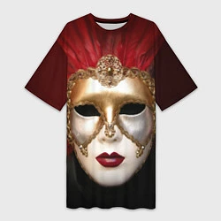 Футболка женская длинная Венецианская маска, цвет: 3D-принт