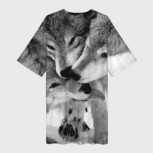 Женская длинная футболка Волчья семья / 3D-принт – фото 2