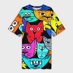 Женская длинная футболка Кошачьи мордочки