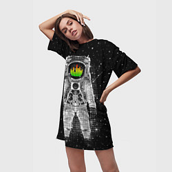 Футболка женская длинная Музыкальный космонавт, цвет: 3D-принт — фото 2