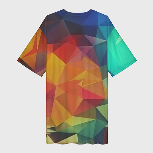 Женская длинная футболка Цветные полигоны / 3D-принт – фото 2