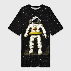 Женская длинная футболка Космонавт с уточкой