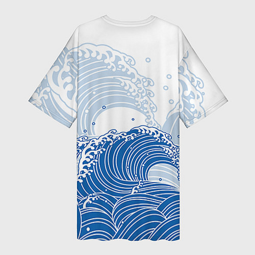 Женская длинная футболка ВМФ: морские волны / 3D-принт – фото 2