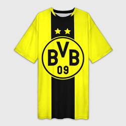 Футболка женская длинная BVB FC: Yellow line, цвет: 3D-принт