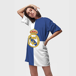 Футболка женская длинная Real Madrid: Blue style, цвет: 3D-принт — фото 2
