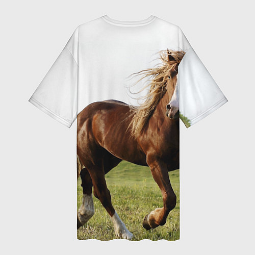Женская длинная футболка Бегущая лошадь / 3D-принт – фото 2