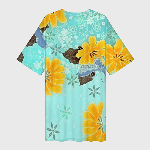 Женская длинная футболка Цветочный узор / 3D-принт – фото 2