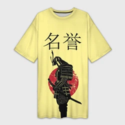 Футболка женская длинная Японский самурай (честь), цвет: 3D-принт