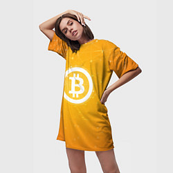 Футболка женская длинная Bitcoin Orange, цвет: 3D-принт — фото 2