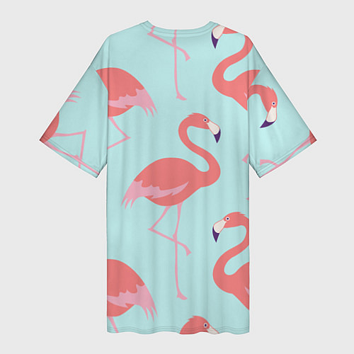Женская длинная футболка Розовые фламинго / 3D-принт – фото 2