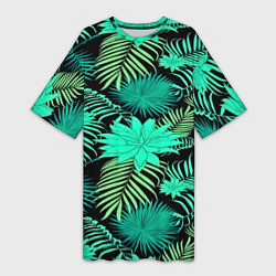 Футболка женская длинная Tropical pattern, цвет: 3D-принт