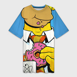 Женская длинная футболка Homer with donut