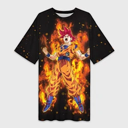 Женская длинная футболка Fire Goku