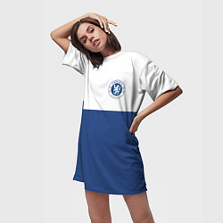 Футболка женская длинная Chelsea FC: Light Blue, цвет: 3D-принт — фото 2