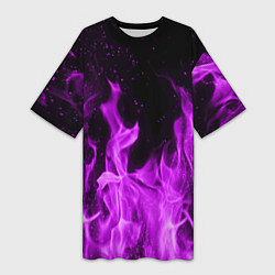Футболка женская длинная Фиолетовый огонь, цвет: 3D-принт