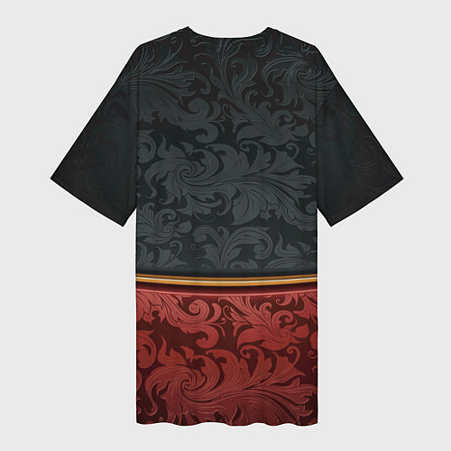 Женская длинная футболка Узоры Black and Red / 3D-принт – фото 2