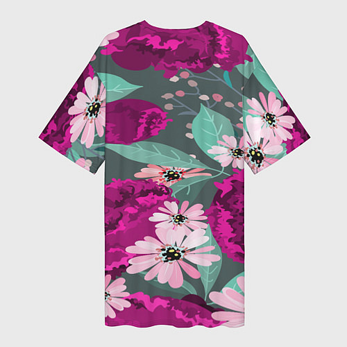 Женская длинная футболка Осенний цветок / 3D-принт – фото 2