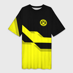 Футболка женская длинная BVB FC: Yellow style, цвет: 3D-принт