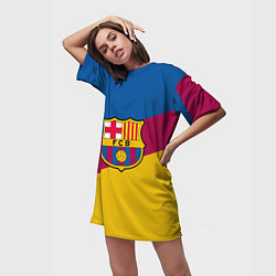 Футболка женская длинная FC Barcelona 2018 Colors, цвет: 3D-принт — фото 2