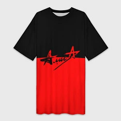 Женская длинная футболка АлисА: Черный & Красный