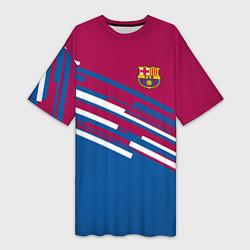 Футболка женская длинная Barcelona FC: Sport Line 2018, цвет: 3D-принт