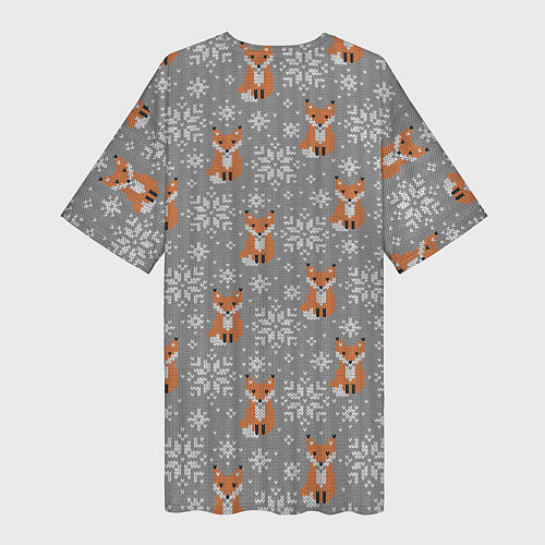 Женская длинная футболка Зимние лисицы / 3D-принт – фото 2