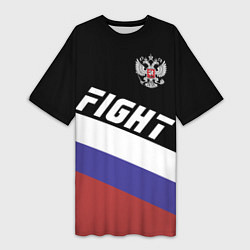 Футболка женская длинная Fight Russia, цвет: 3D-принт