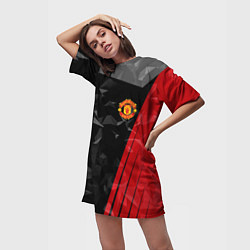 Футболка женская длинная FC Manchester United: Abstract, цвет: 3D-принт — фото 2