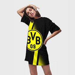 Футболка женская длинная FC Borussia Dortmund: Storm, цвет: 3D-принт — фото 2