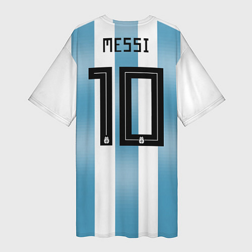 Женская длинная футболка Сборная Аргентины: Месси ЧМ-2018 / 3D-принт – фото 2