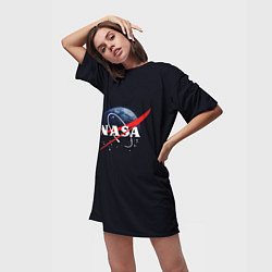 Футболка женская длинная NASA: Black Space, цвет: 3D-принт — фото 2