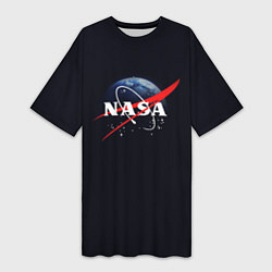 Футболка женская длинная NASA: Black Space, цвет: 3D-принт