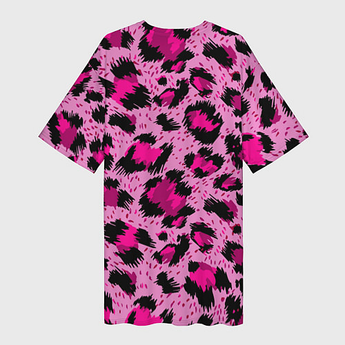Женская длинная футболка Розовый леопард / 3D-принт – фото 2