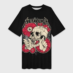 Женская длинная футболка Metallica Skull