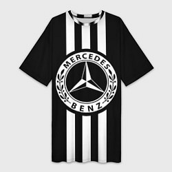 Футболка женская длинная Mercedes-Benz Black, цвет: 3D-принт