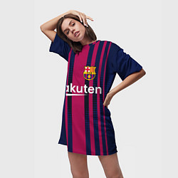 Футболка женская длинная FC Barcelona: Rakuten, цвет: 3D-принт — фото 2