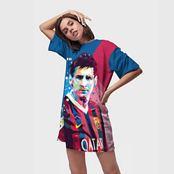 Футболка женская длинная Lionel Messi, цвет: 3D-принт — фото 2