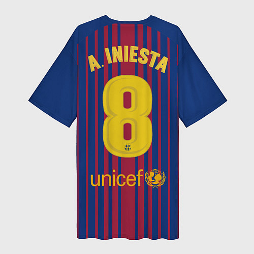 Женская длинная футболка FC Barcelona: Iniesta 17/18 / 3D-принт – фото 2