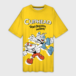 Женская длинная футболка Cuphead: Don't deal with the Devil