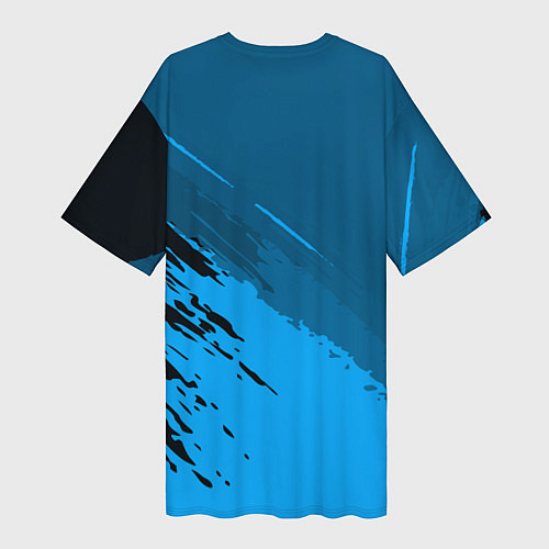Женская длинная футболка FC Juventus: Blue Original / 3D-принт – фото 2