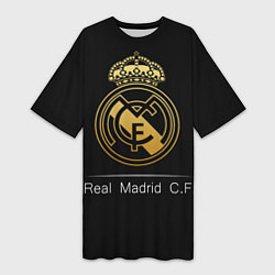 Футболка женская длинная FC Real Madrid: Gold Edition, цвет: 3D-принт